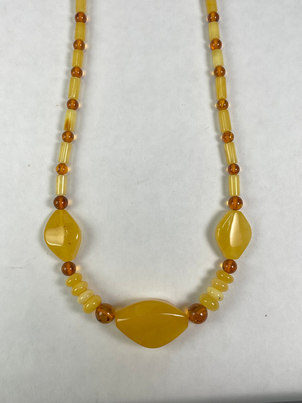 Butter & Cognac Baltic Amber Pendant Beaded Necklace